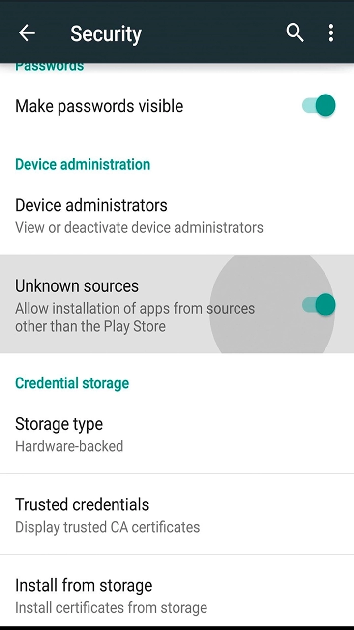 To install PariPulse, allow installation from unknown sources.