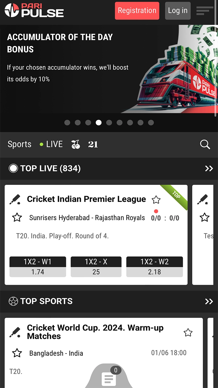 Go to the PariPulse website on your device.