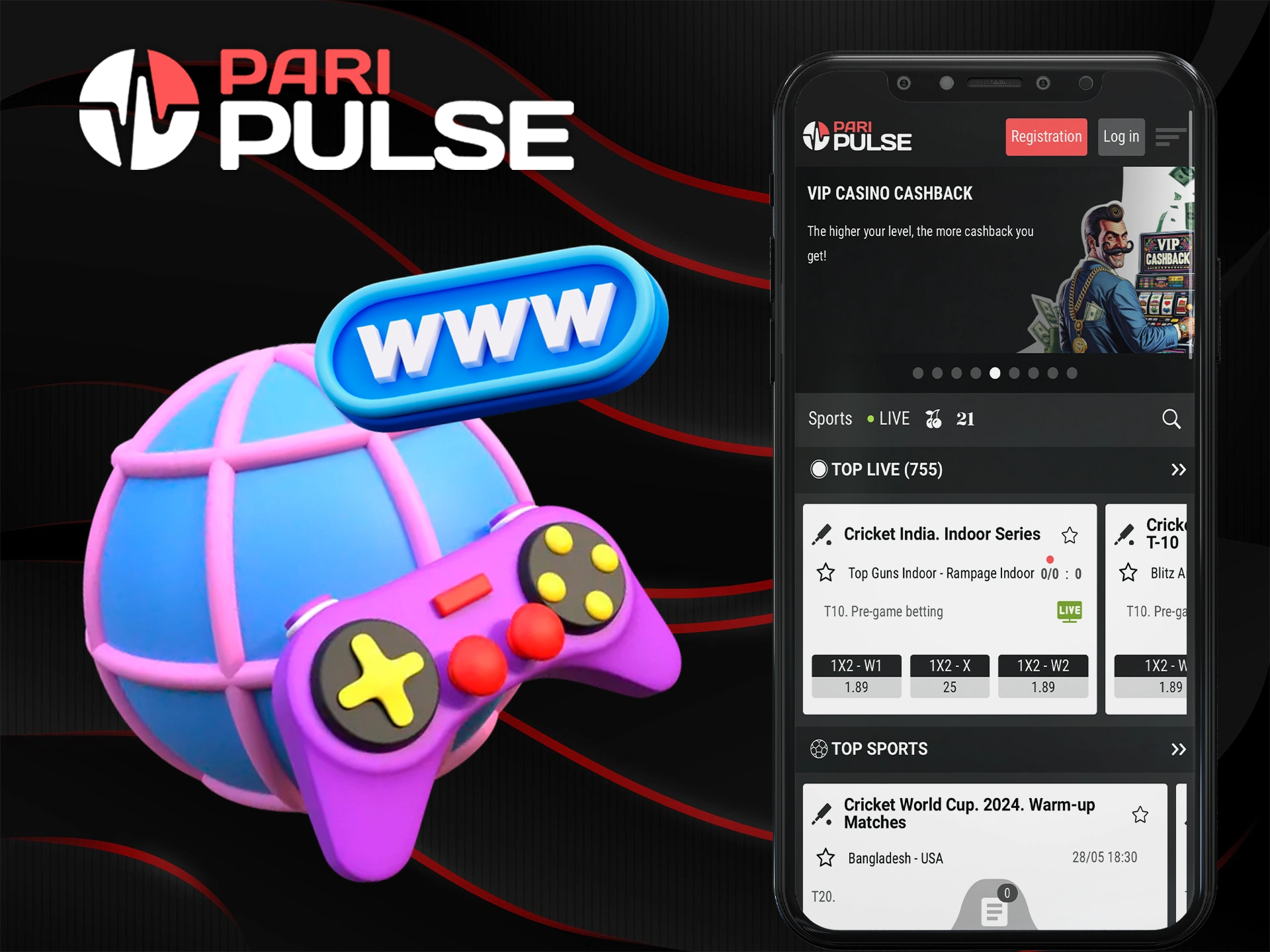 Try your luck on the mobile version of the PariPulse website.