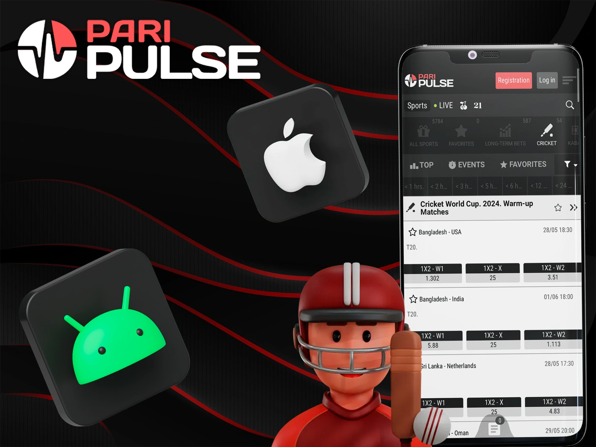 Place your cricket bets on the PariPulse mobile app.
