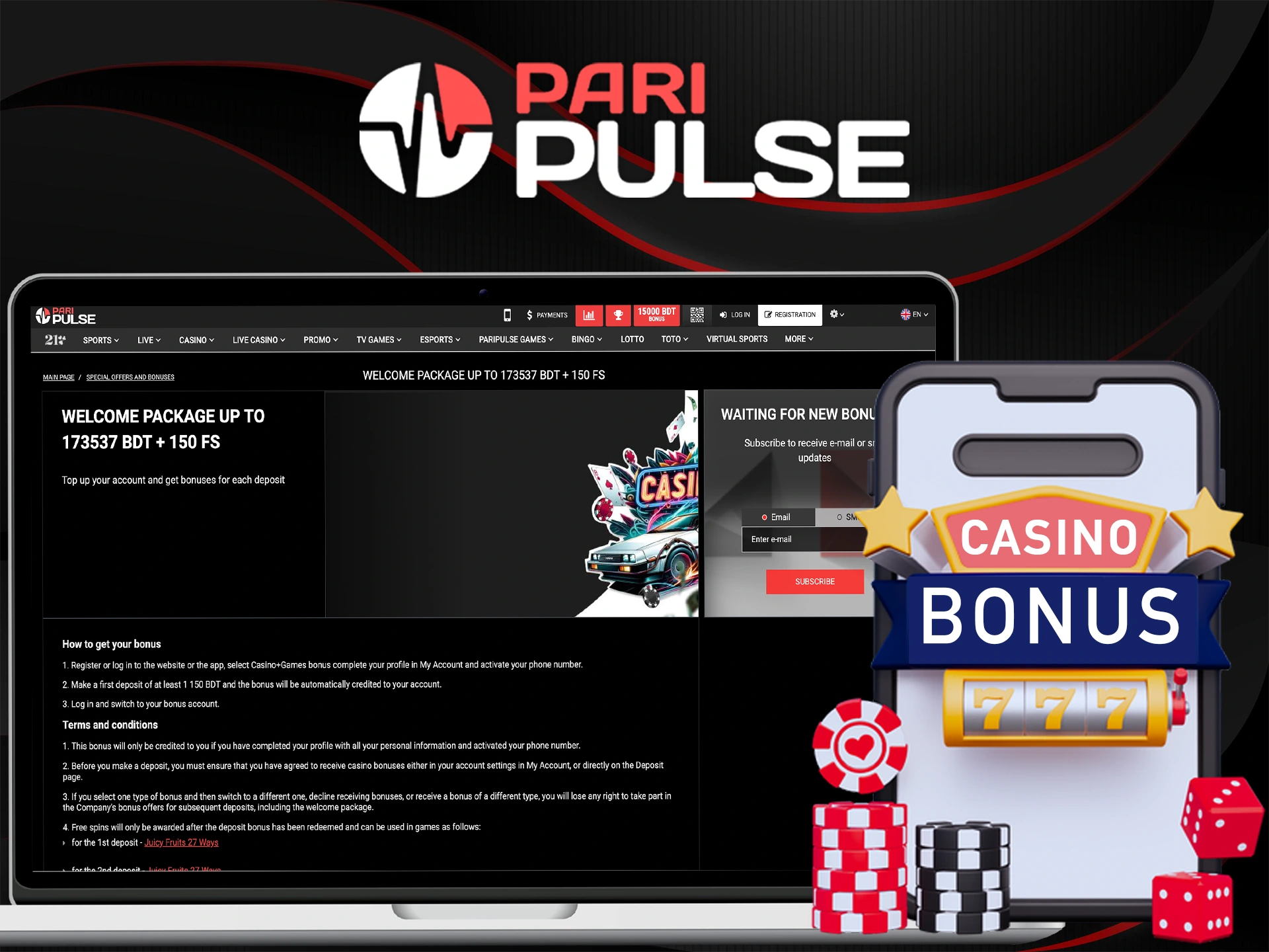 Learn how to get a casino bonus at PariPulse.