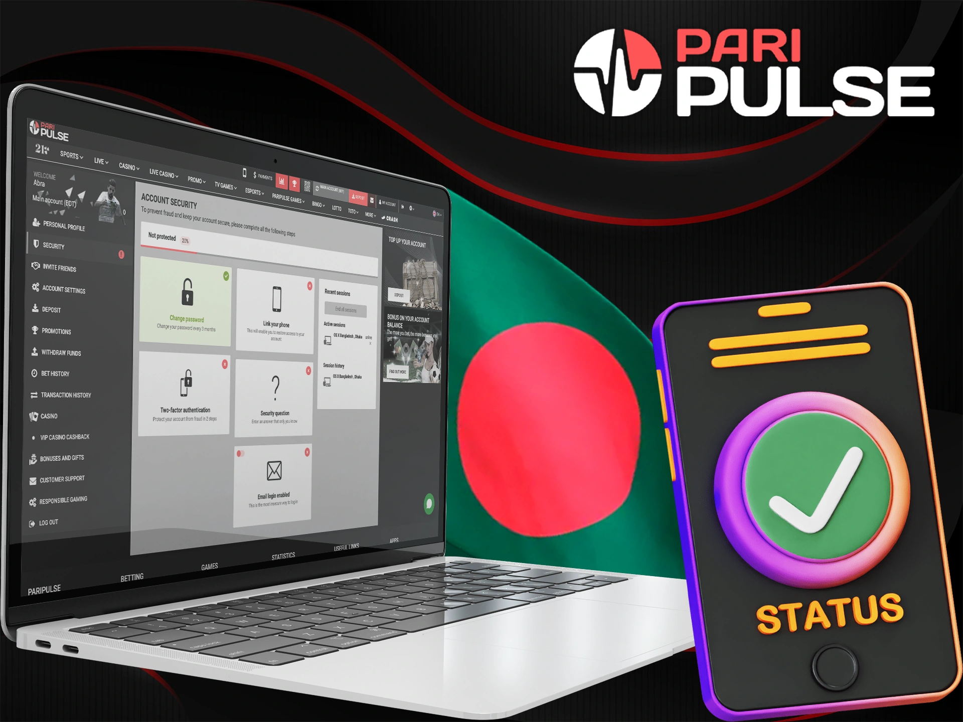 Verify your PariPulse casino account to utilize all casino features.