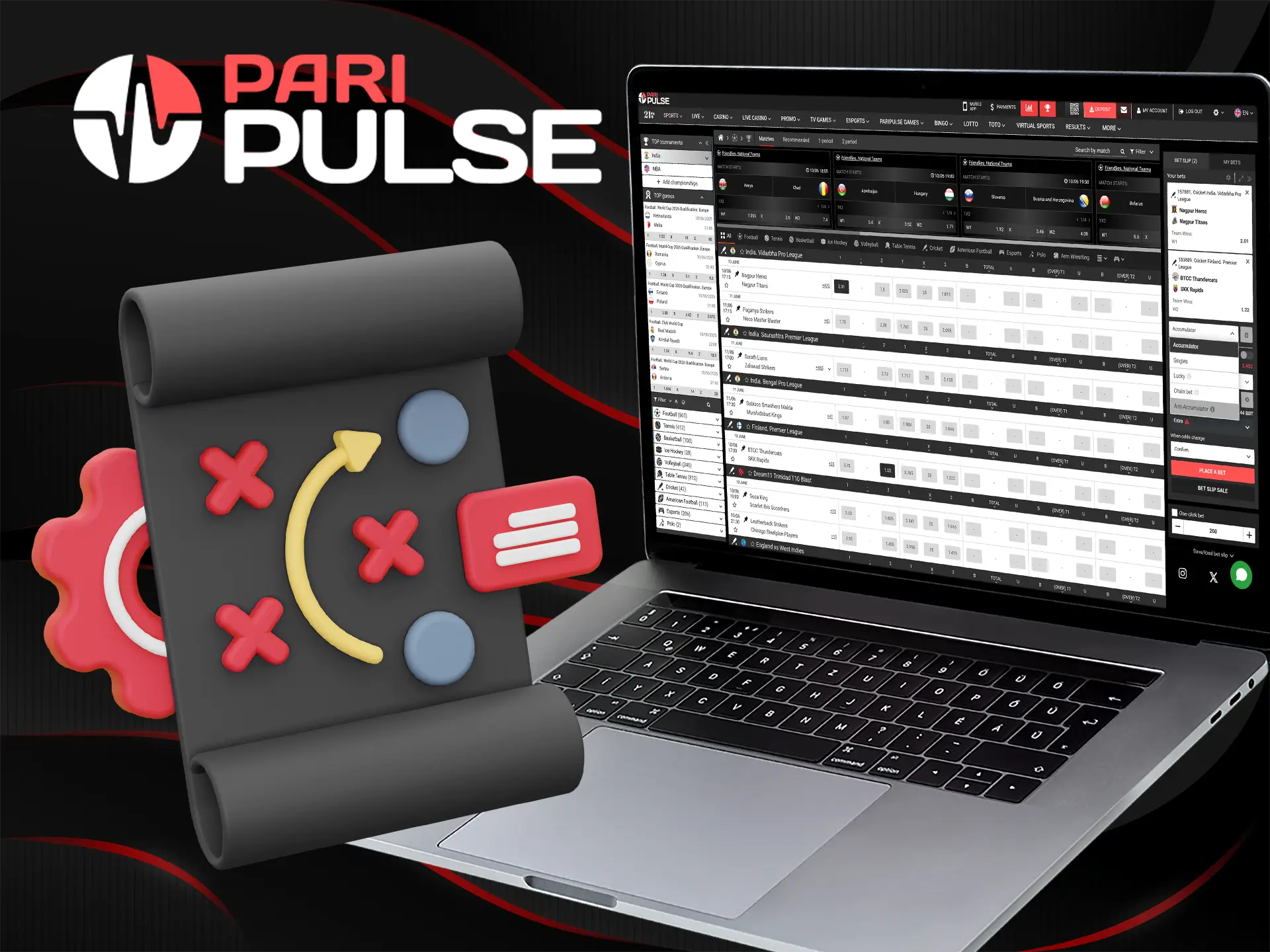 PariPulse offers you single, multiple and system bets.