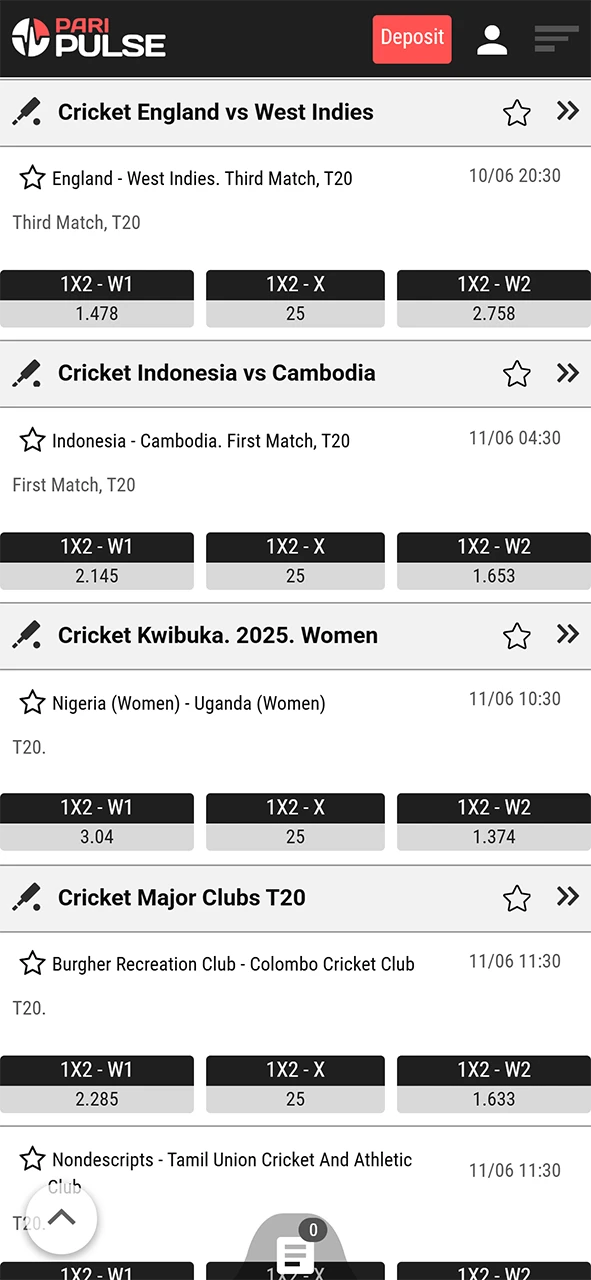 Go to the PariPulse sports betting section and make your selection.